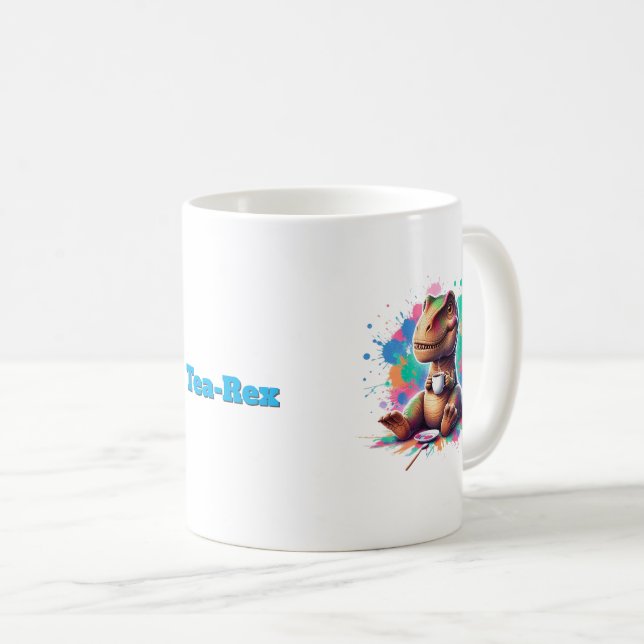 Tea‑Rex – Cartoon Dino mit Tee |  Coffee Mug (Front Right)