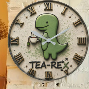 Tea-Rex Dinosaur Large Clock