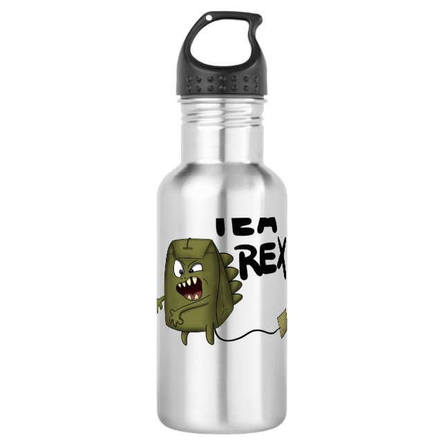 tea rex, funny dinosaur 710 ml water bottle (Front)