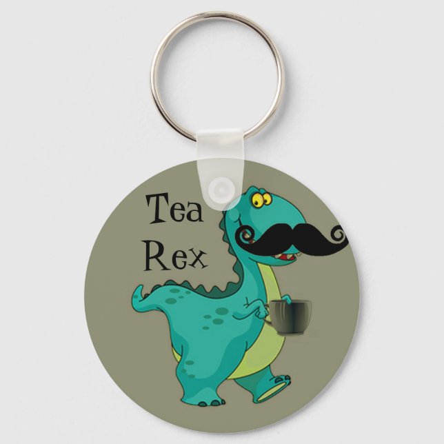 Tea- Rex Funny Dinosaur Cartoon Innuendo Key Ring (Front)