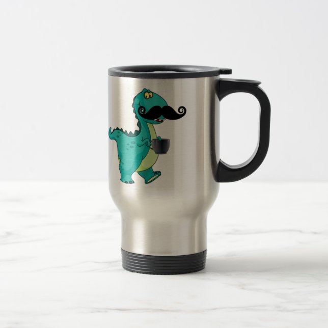 Tea- Rex Funny Dinosaur Cartoon Innuendo Travel Mug (Right)