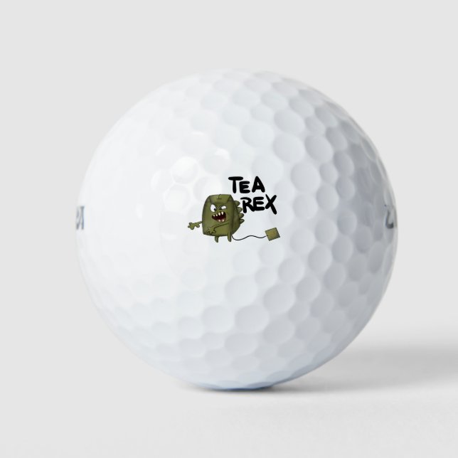 tea rex, funny dinosaur golf balls (Front)