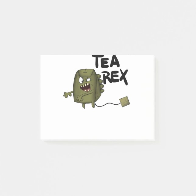 tea rex, funny dinosaur post-it notes (Front)