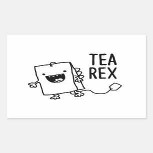 Tea Rex Tea Bag Funny Pun Cartoon Rectangular Sticker