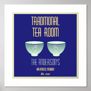 Tea Room Sign With Foil Text Accents