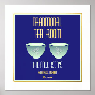 Tea Room Sign With Foil Text Accents