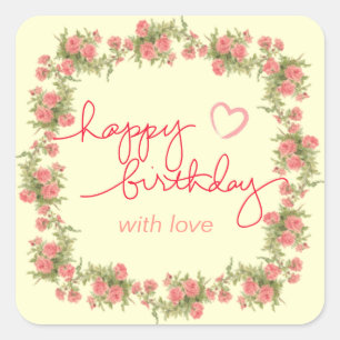 Tea Rose Birthday Envelope and Gift Bag Stickers