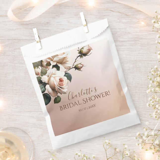 Tea Rose Bridal Shower Favour Bag (Clipped)