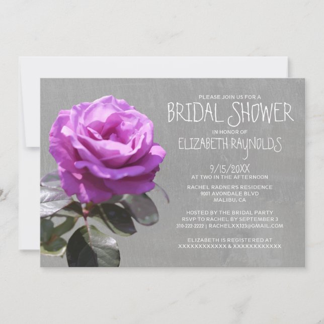 Tea Rose Bridal Shower Invitations (Front)