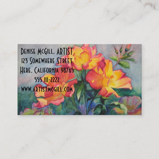Tea Rose Business Cards (Front)