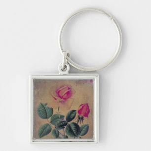 Tea Rose Grunge Key Ring