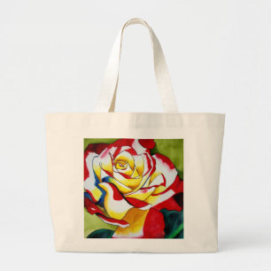 Tea Rose original watercolor flower art Large Tote Bag