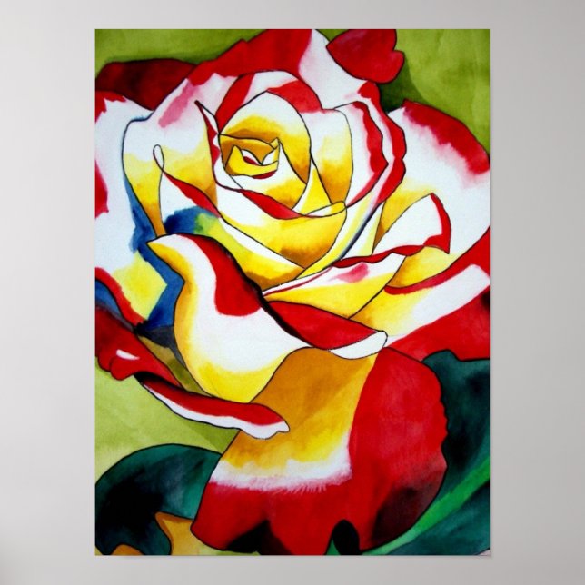 Tea Rose original watercolor flower art Poster (Front)