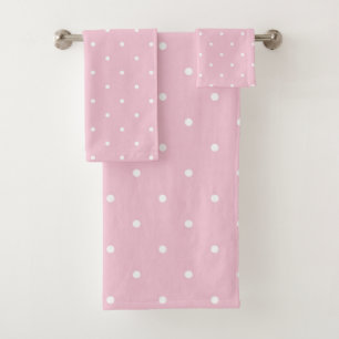Tea Rose Pink and white dots Bath Towel Set