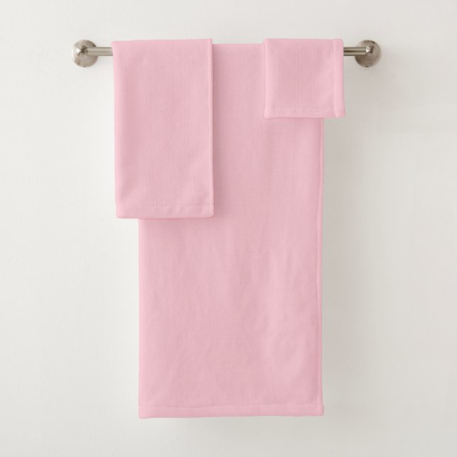 Tea Rose Pink Solid Colour Bath Towel Set (Insitu)