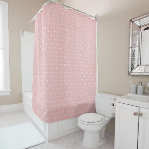 tea rose (red) and white dots shower curtain