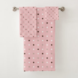 tea rose (red), mauve and mauve dots bath towel set