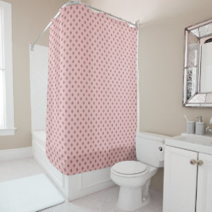 tea rose (red), mauve and mauve dots shower curtain
