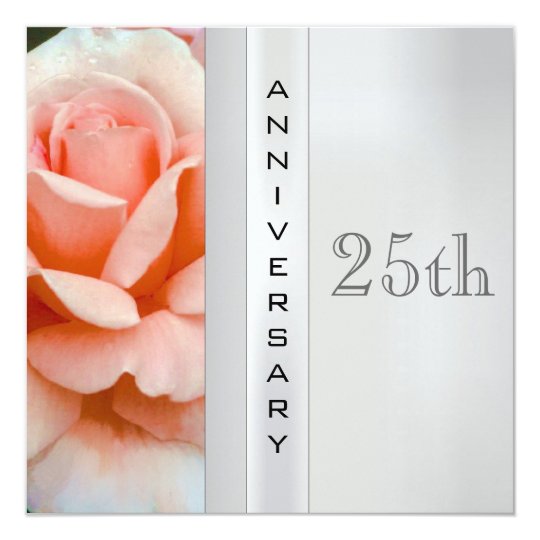 Tea Rose Silver Wedding Anniversary Invitation