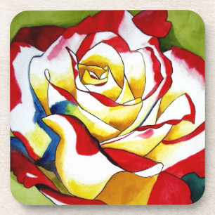 Tea Rose watercolor original art Flower Coaster