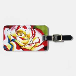 Tea Rose watercolor original art Flower Luggage Tag