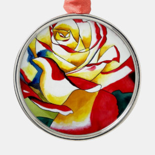 Tea Rose watercolor original art Flower Metal Tree Decoration