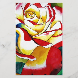 Tea Rose watercolor original art Flower Stationery