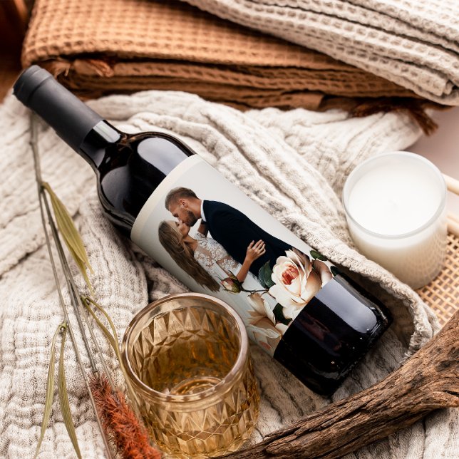 Tea Rose Wedding Wine Label (Creator Uploaded)