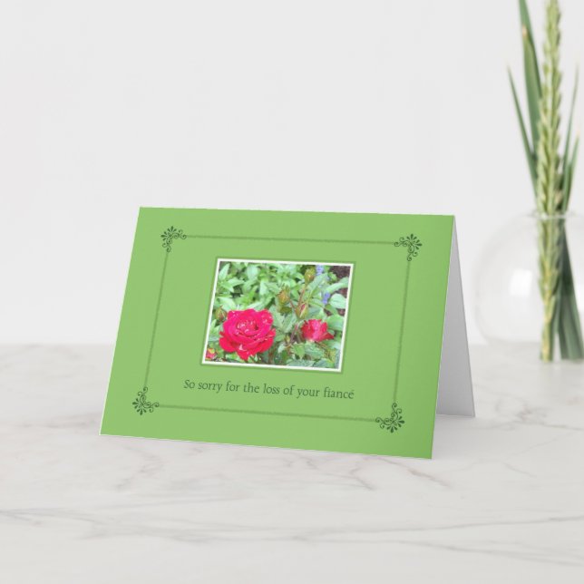 Tea Roses Fiancé Loss Sympathy Card (Front)