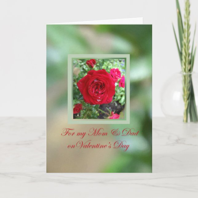 Tea Roses Mum & Dad Valentine Card (Front)