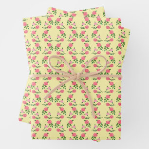 Tea Roses Pattern Cute Floral Feminine Sweet Wrapping Paper Sheet