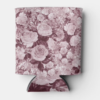 Tea Roses: Watercolor Bouquet Pattern. Can Cooler