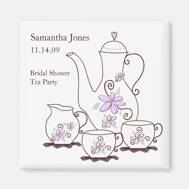 Tea Set Bridal Shower Favour Magnets (Front)