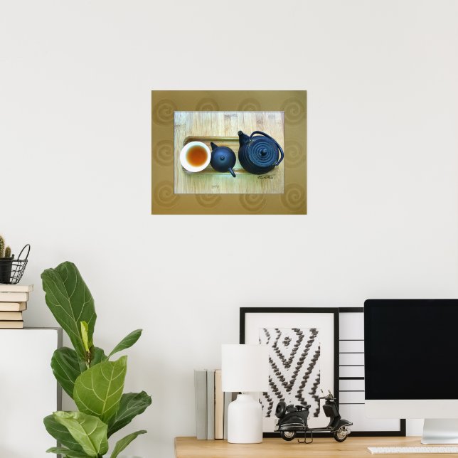 Tea Setting Still Life Photograph Overhead View Poster (Home Office)