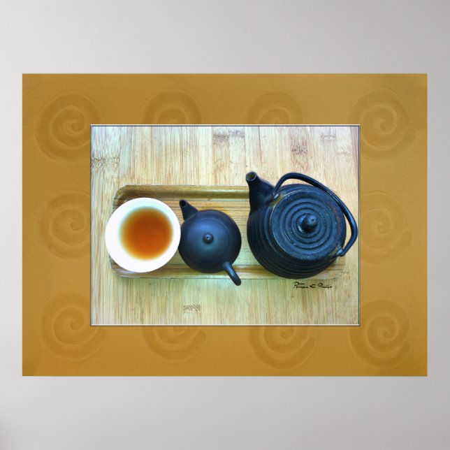 Tea Setting Still Life Photograph Overhead View Poster (Front)