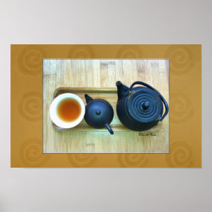 Tea Setting Still Life Photograph Overhead View Poster