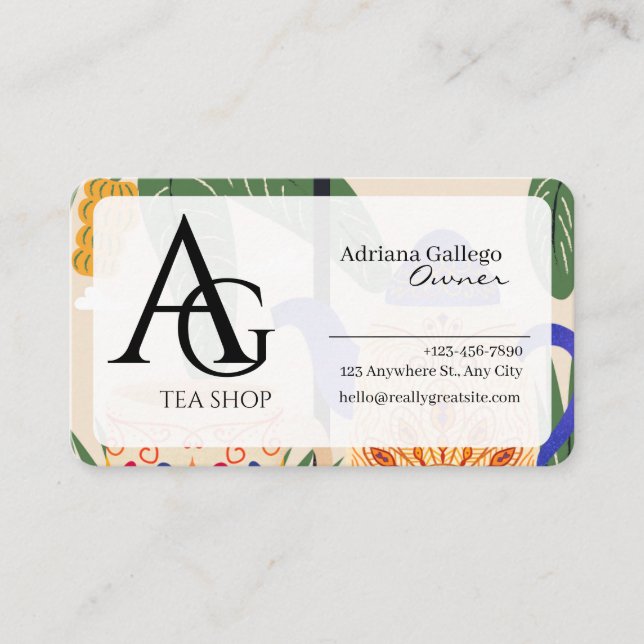 tea shop  Business card (editable) (Front)