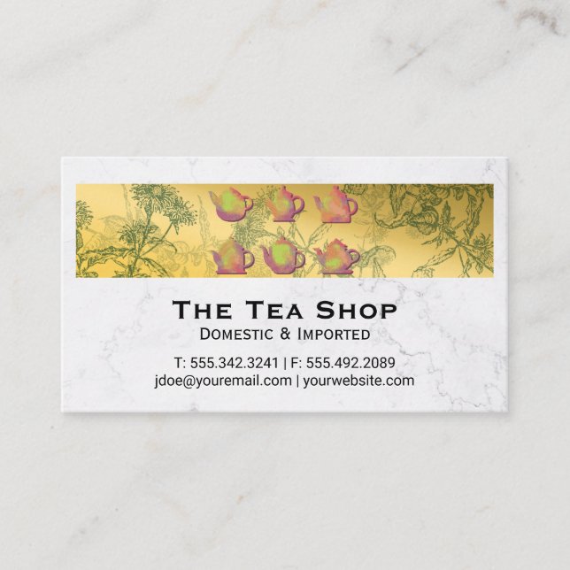 Tea Shop Herbal Plants Business Card (Front)