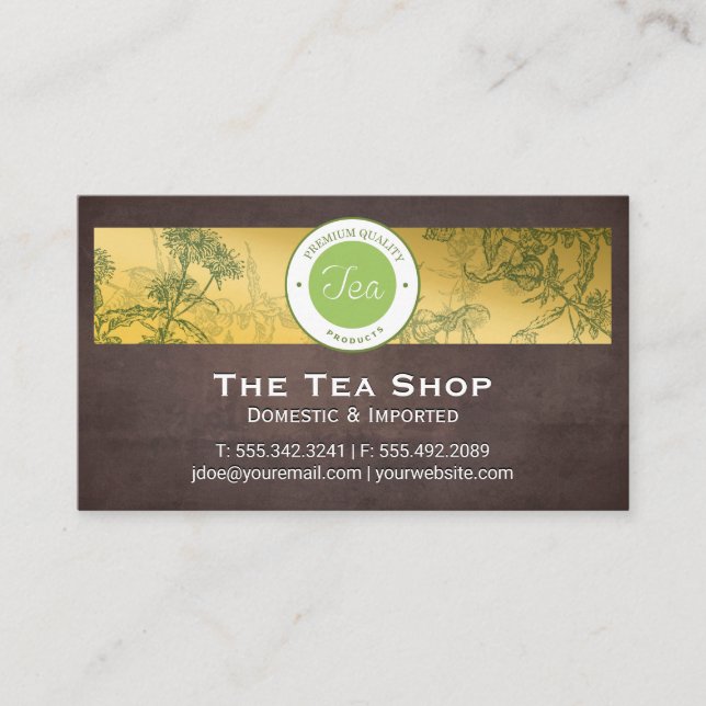 Tea Shop Herbal Plants Business Card (Front)