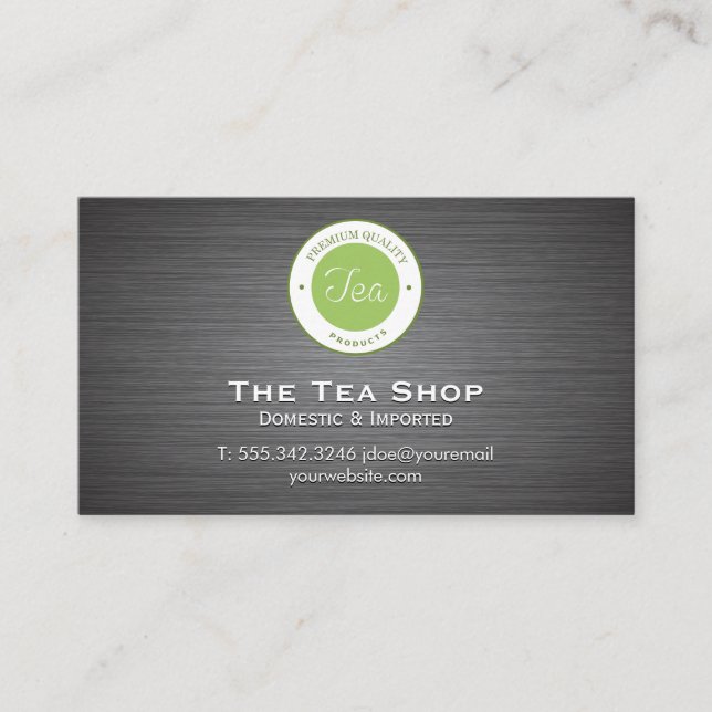 Tea Shop | Metallic Background Business Card (Front)