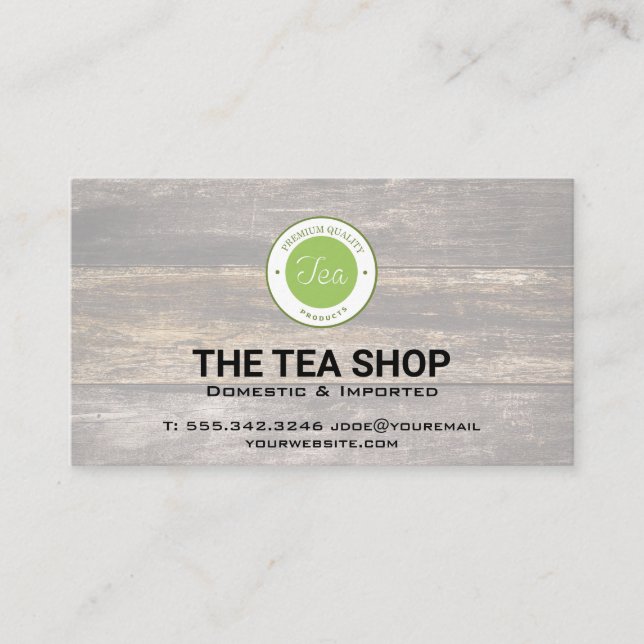 Tea Shop | Wooden Boards Business Card (Front)