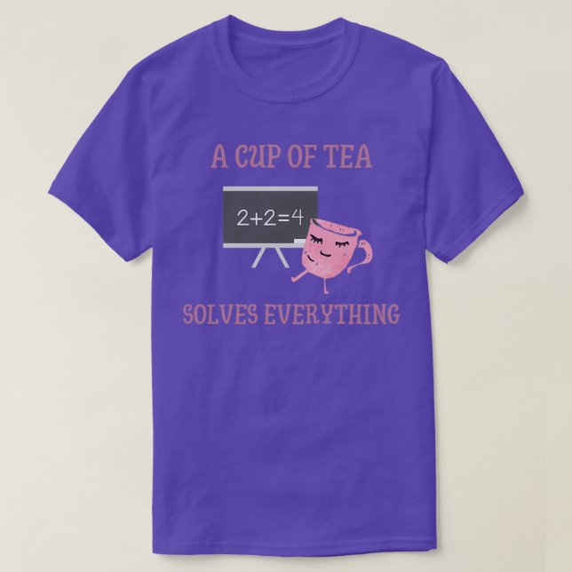 Tea Solves Everything Funny Math T-Shirt (Design Front)