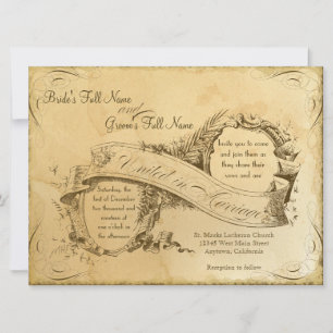 Tea Stained Vintage Wedding 1 - Invitation Invite
