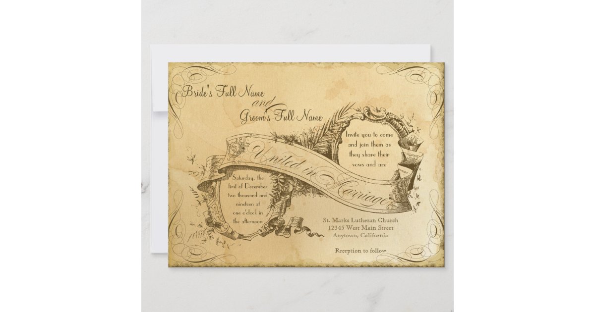 Tea Stained Vintage Wedding 1 - Invitation Invite | Zazzle.co.uk