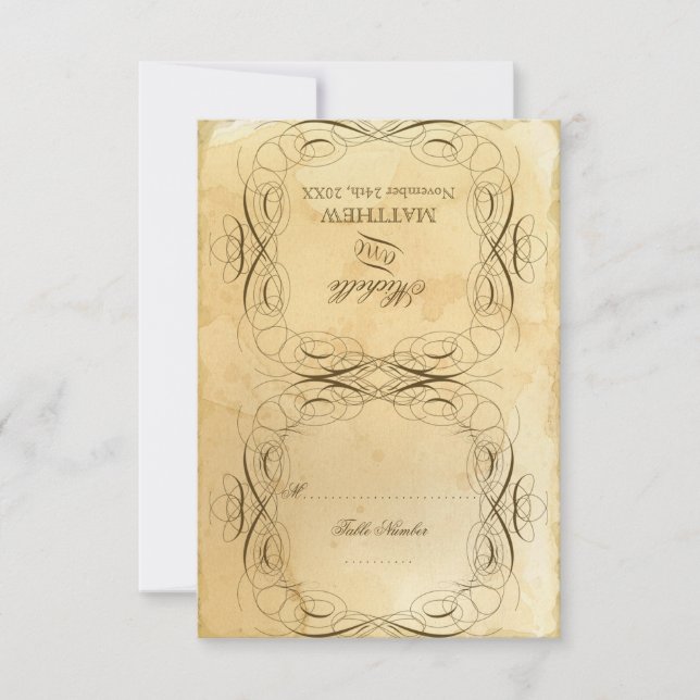 Tea Stained Vintage Wedding 1 - RSVP Response Card (Front)