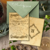 Tea Stained Vintage Wedding 2 - Invitation Invite