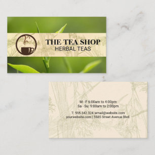 Tea Steaming Logo   Tea Leaves Business Card