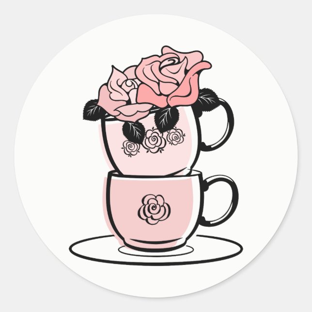 Tea Teacup Bridal Shower Favour Sticker (Front)