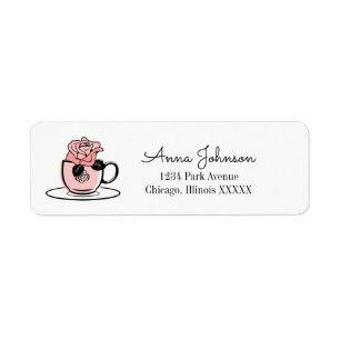 Tea Teacup & Flowers Return Address Label