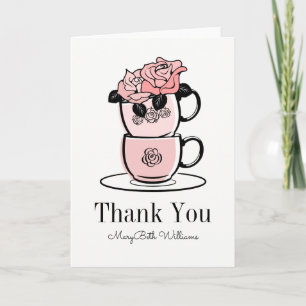 Tea Teacup Flowers Thank You Card